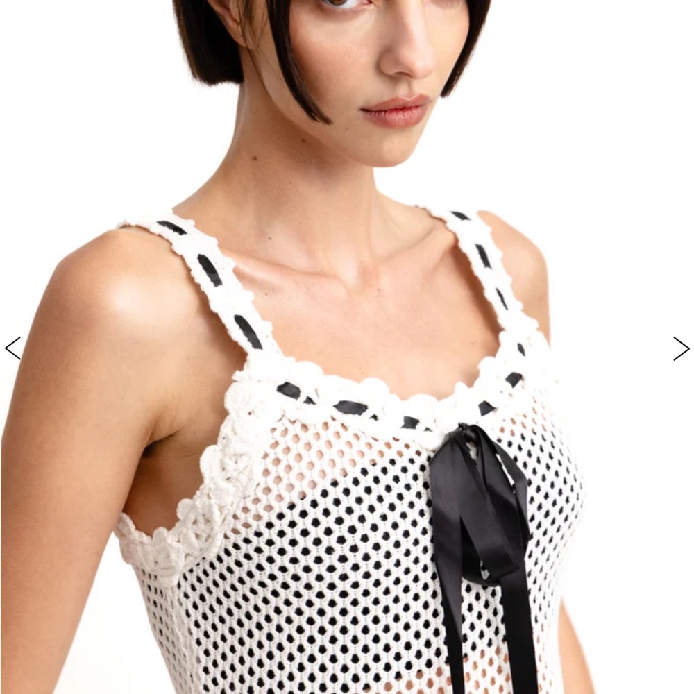 With Jean medium Mila midi dress Elegant White Mesh Dress - Picture 3 of 4
